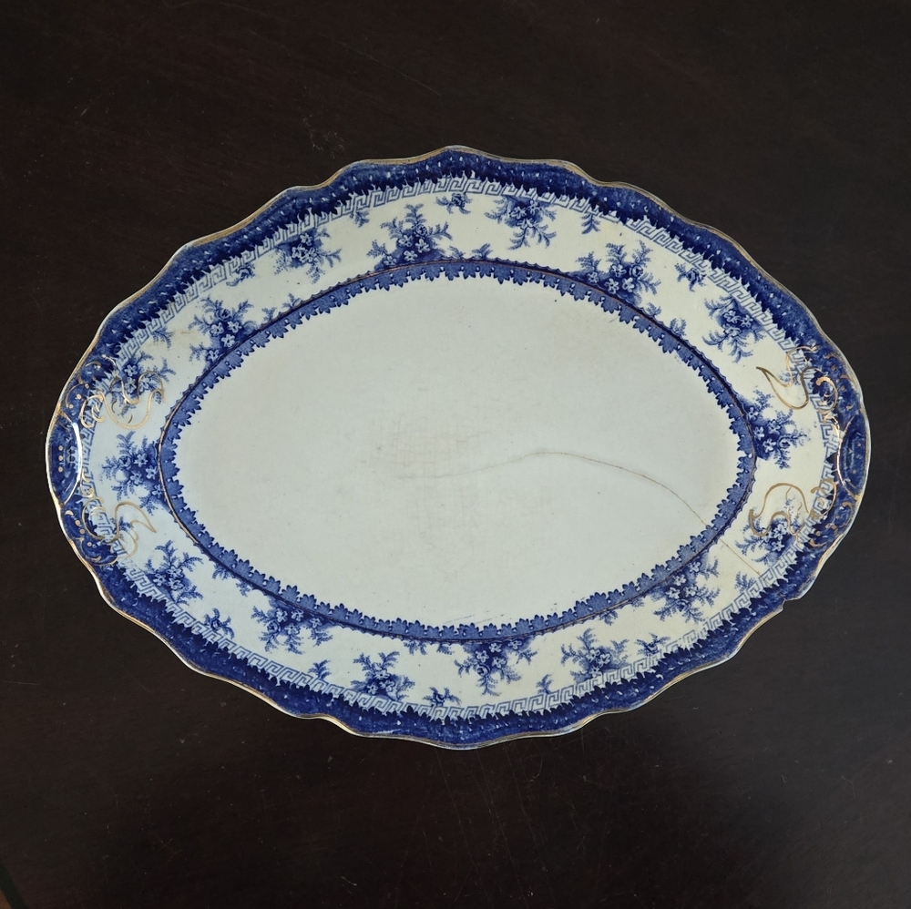 Antique Flo Blue Oval Platter